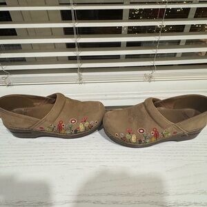 Dansko Tan Embroidered Mules